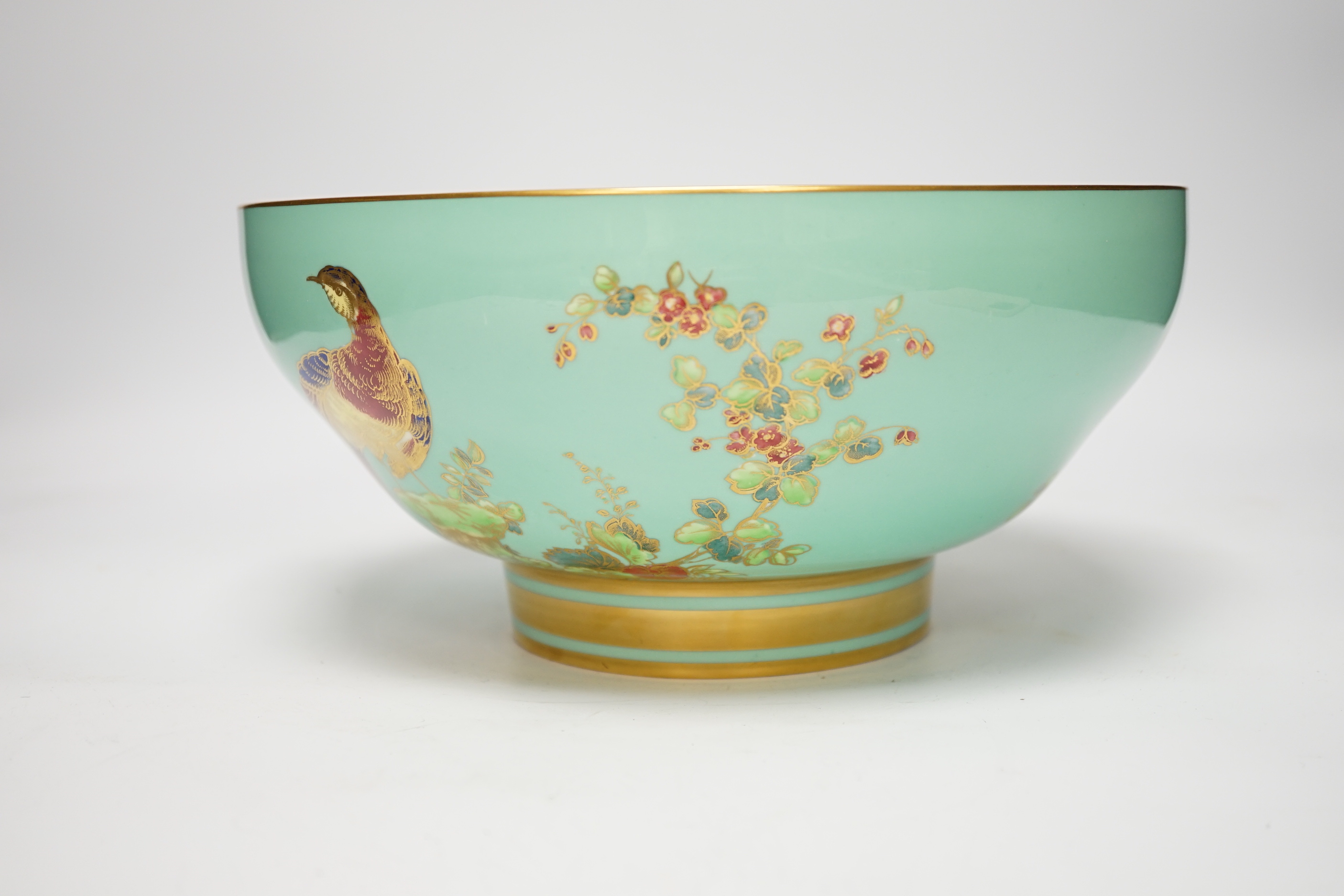 A 20th century Spode turquoise and gilt bowl, 26cm diameter